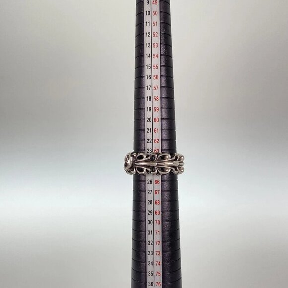 CHROME HEARTS Double Floral Cross Heart Silver Ring - Picture 13 of 14